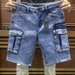 Cargo half pant (Premium denim light)