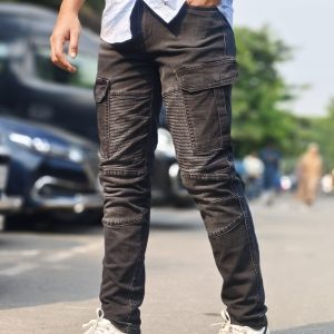Denim cargo pant (Biker model pocket black)