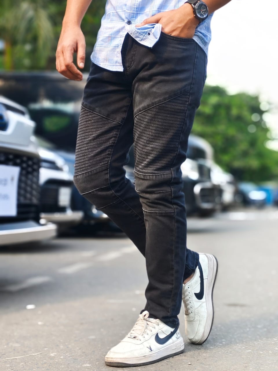Denim cargo pant (Biker model black)