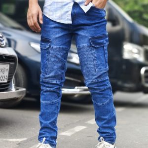 Denim cargo pant (Biker model pocket blue)