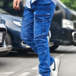 Denim cargo pant (Biker model pocket blue)